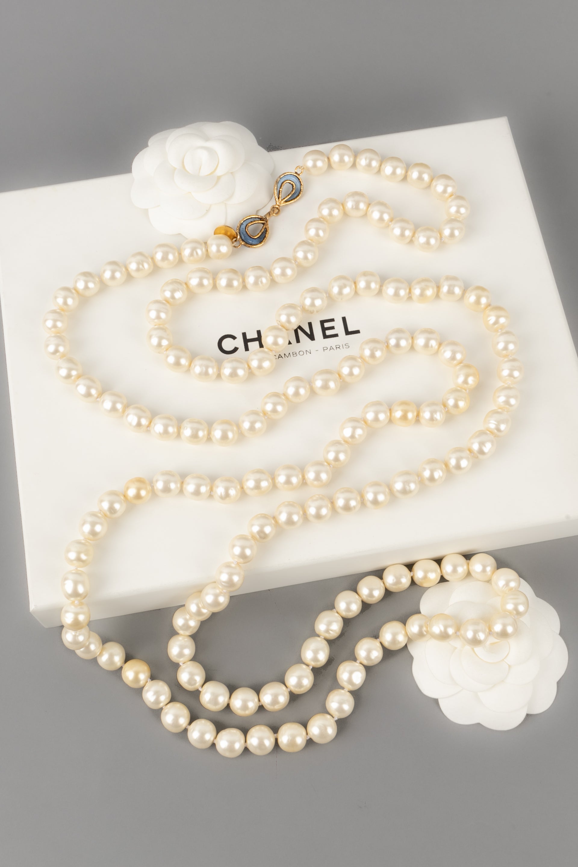 CHANEL CC Logo Pearl Multi Chain Choker Necklace Gold