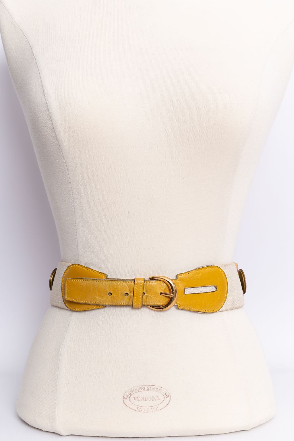 Hermès leather and canvas belt