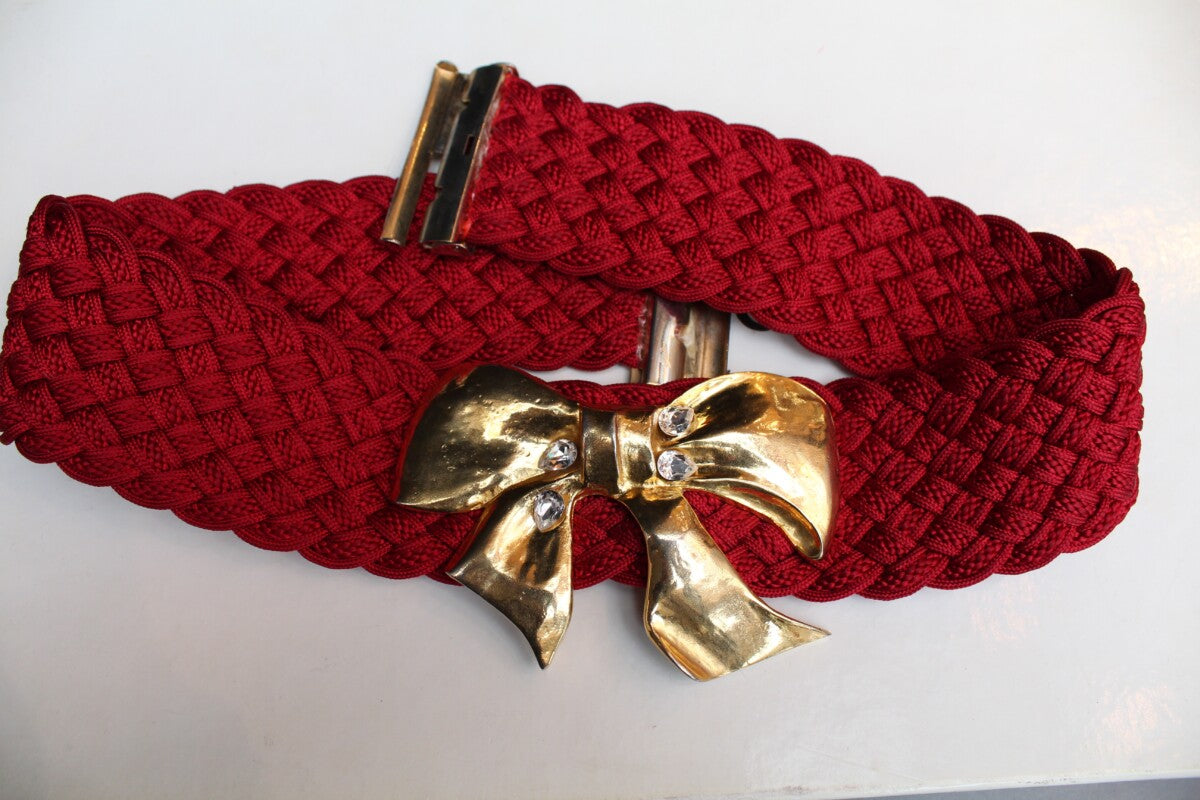 Yves Saint Laurent red passementerie belt