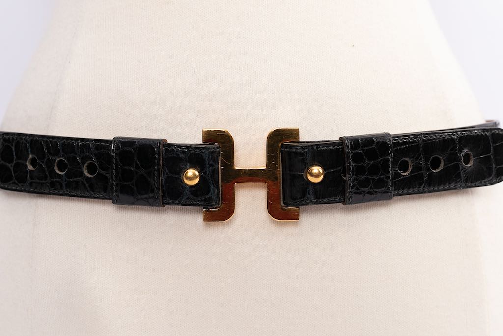 Hermès man's belt in crocodile