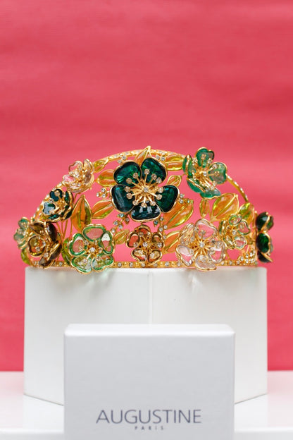 Augustine tiara in gilded metal and glass paste