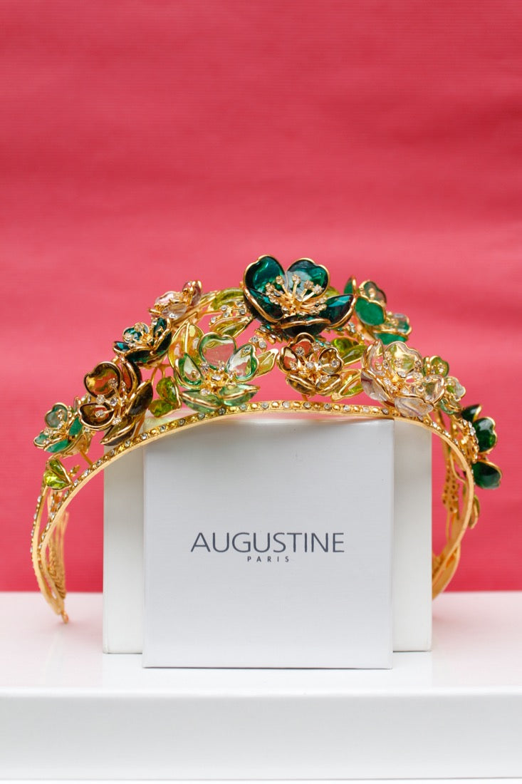 Augustine tiara in gilded metal and glass paste