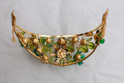 Augustine tiara in gilded metal and glass paste