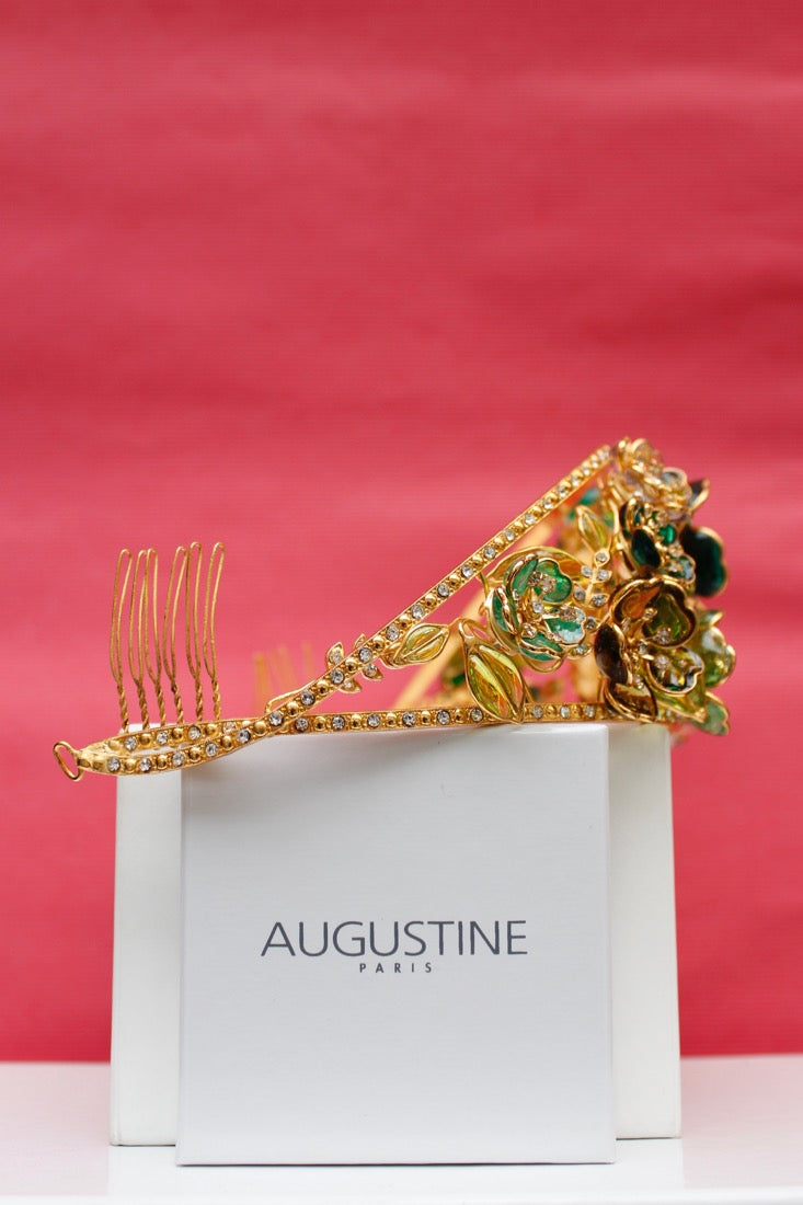 Diadème en métal doré et pâte de verre Augustine