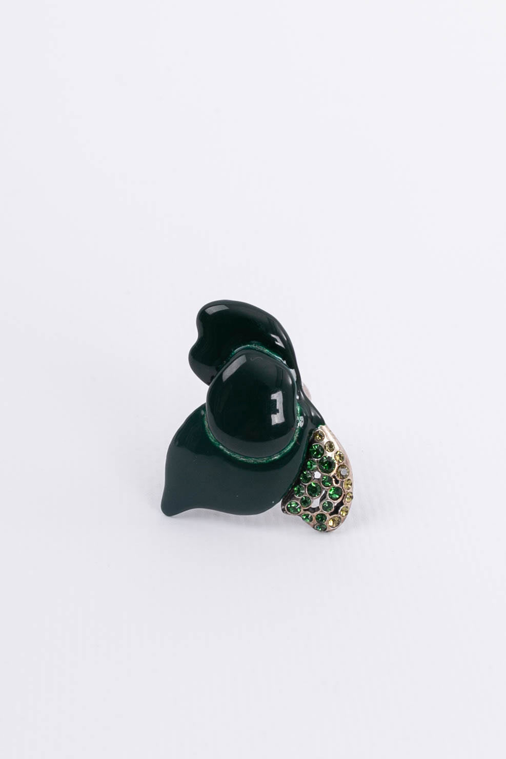 Bague argentée et verte Sonia Rykiel