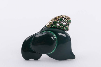 Bague argentée et verte Sonia Rykiel