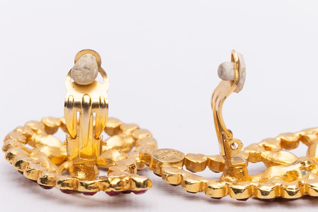 Jean Louis Scherrer Orange clip earrings Metal Glass ref.121515
