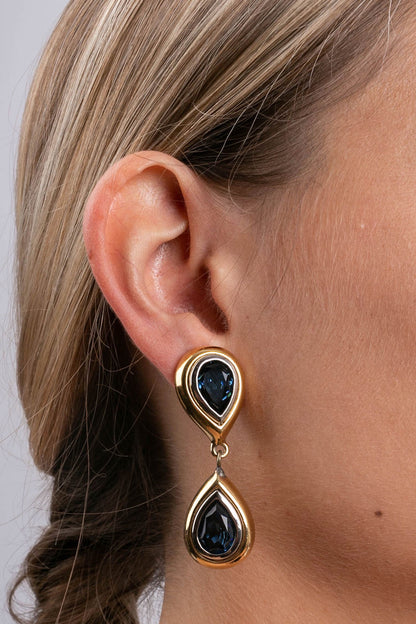 Yves Saint Laurent gilded metal and blue earrings