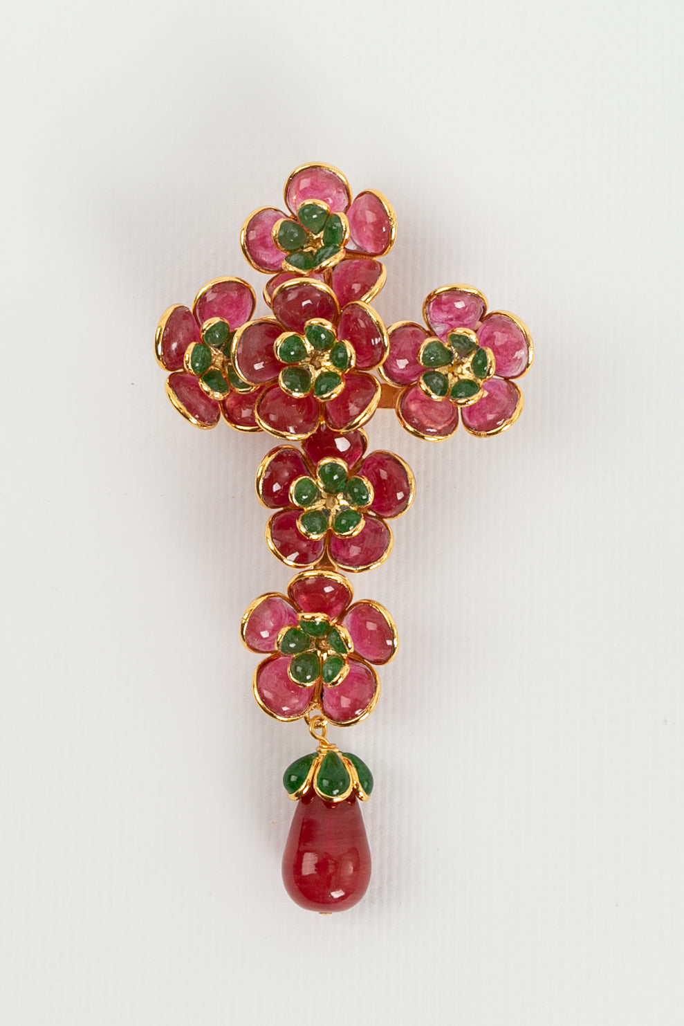 Augustine cross brooch with flowers