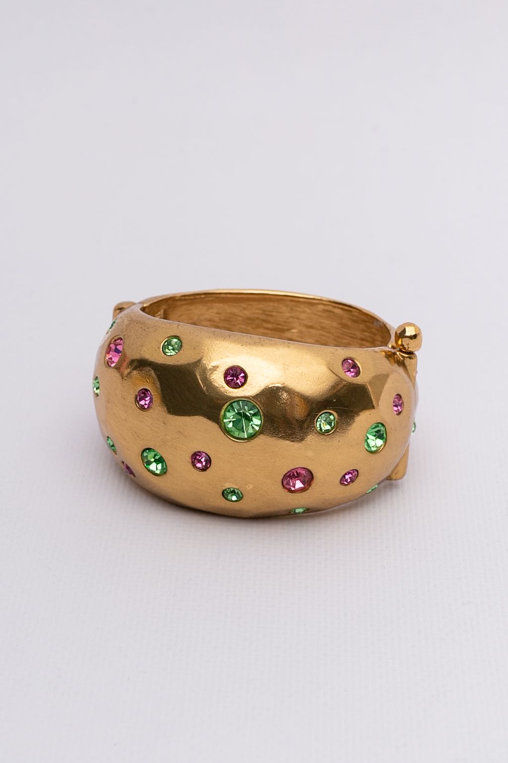 Yves Saint Laurent golden cuff bracelet with rhinestones