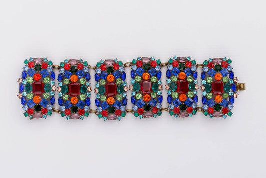 Bracelet with multicoloured rhinestones