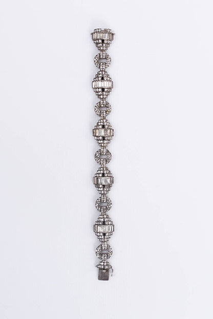 Silver bracelet with rhinestones