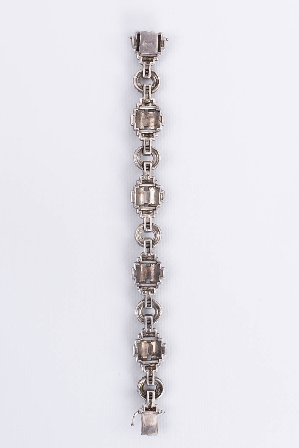 Silver bracelet with rhinestones