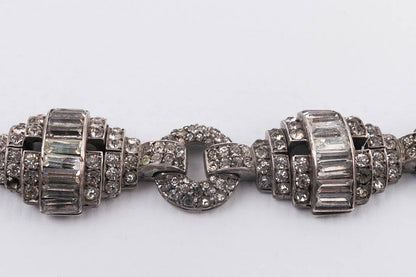 Silver bracelet with rhinestones