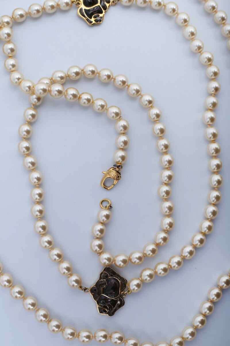Serge-Eric Woloch pearly bead long necklace