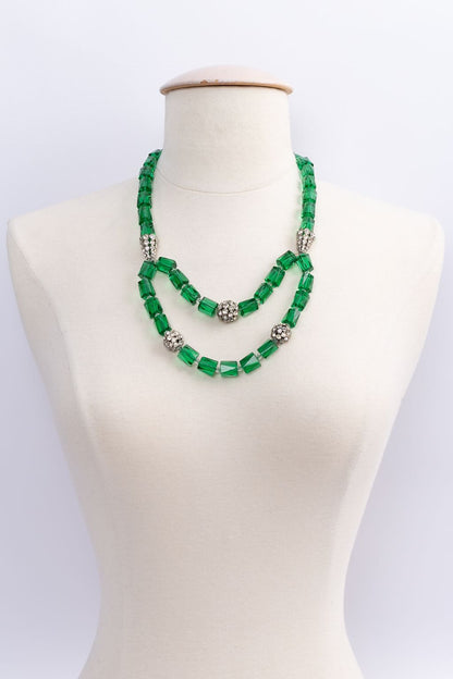 Collier perles de verre et strass