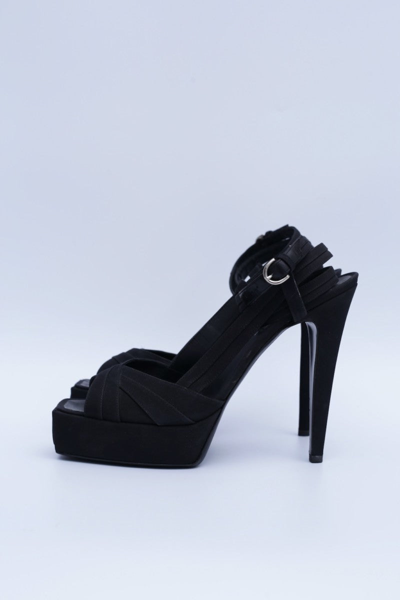 Black Suedette 2 Part Block Heel Platform Sandals | New Look
