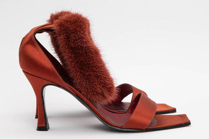 Rene Mancini satin and fur pumps