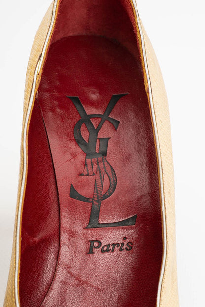 Yves Saint Laurent golden leather pumps