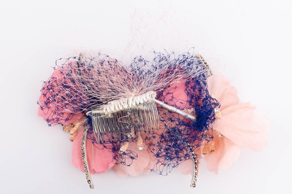 Pink flower comb