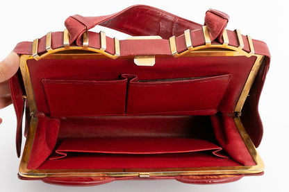 Sac en cuir bordeaux