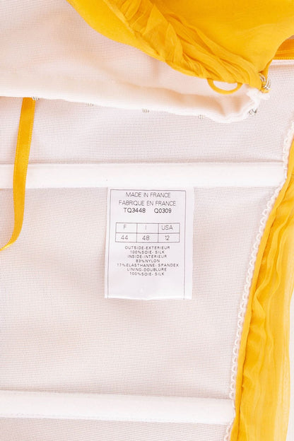 John Galliano yellow bustier dress