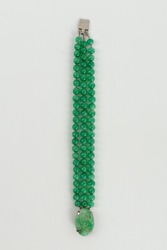 Bracelet en pâte de verre verte