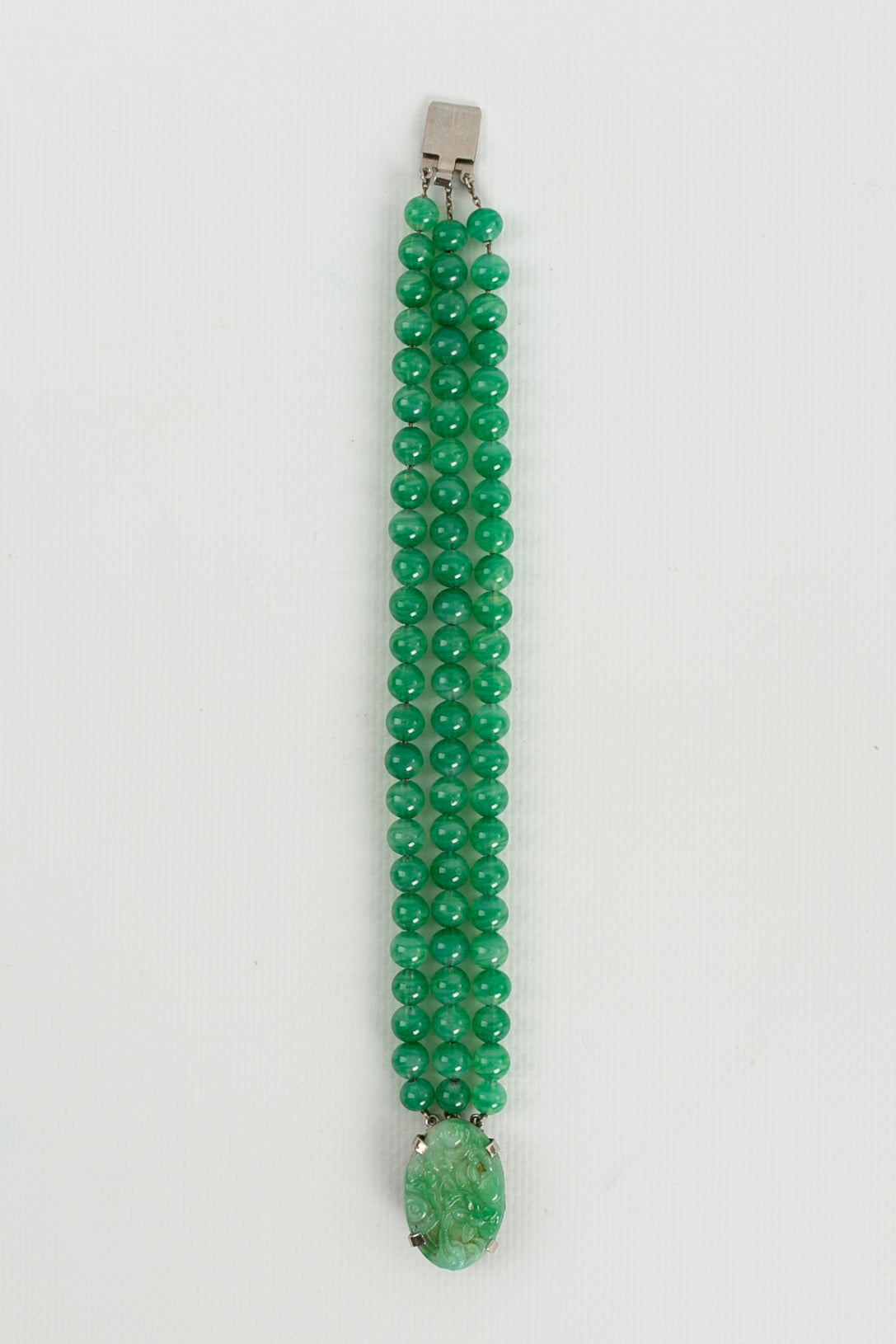 Bracelet en pâte de verre verte