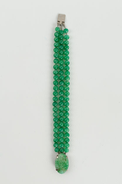 Bracelet en pâte de verre verte