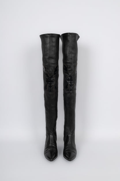 Bottes cuissardes en cuir Chanel