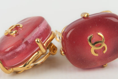 Boucles d'oreilles roses Chanel Automne 1997