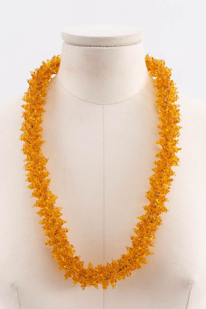 Collier en pâte de verre orange 1930s