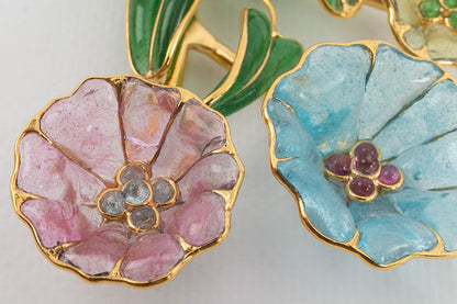 Broche fleurs en pâte de verre Augustine