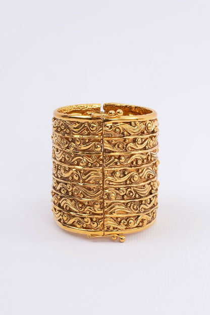 Bracelet manchette dorée Chanel 1980s