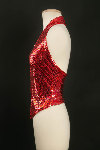 Gilet rouge à sequins Chantal Thomass