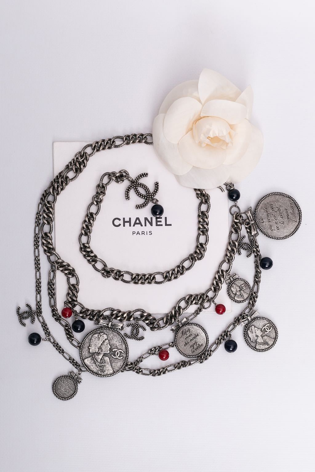 Chanel Silver Metal and Red and Bronze Enamel CC Paris Salzburg Charm Bracelet, 2015, Fashion | Charm Bracelet, Contemporary Jewelry (Like New)