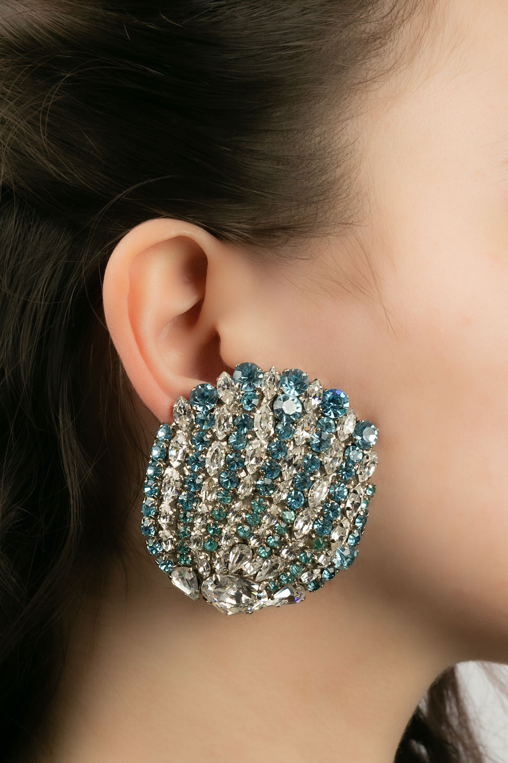 Boucles d'oreilles en métal argenté Yves Saint Laurent