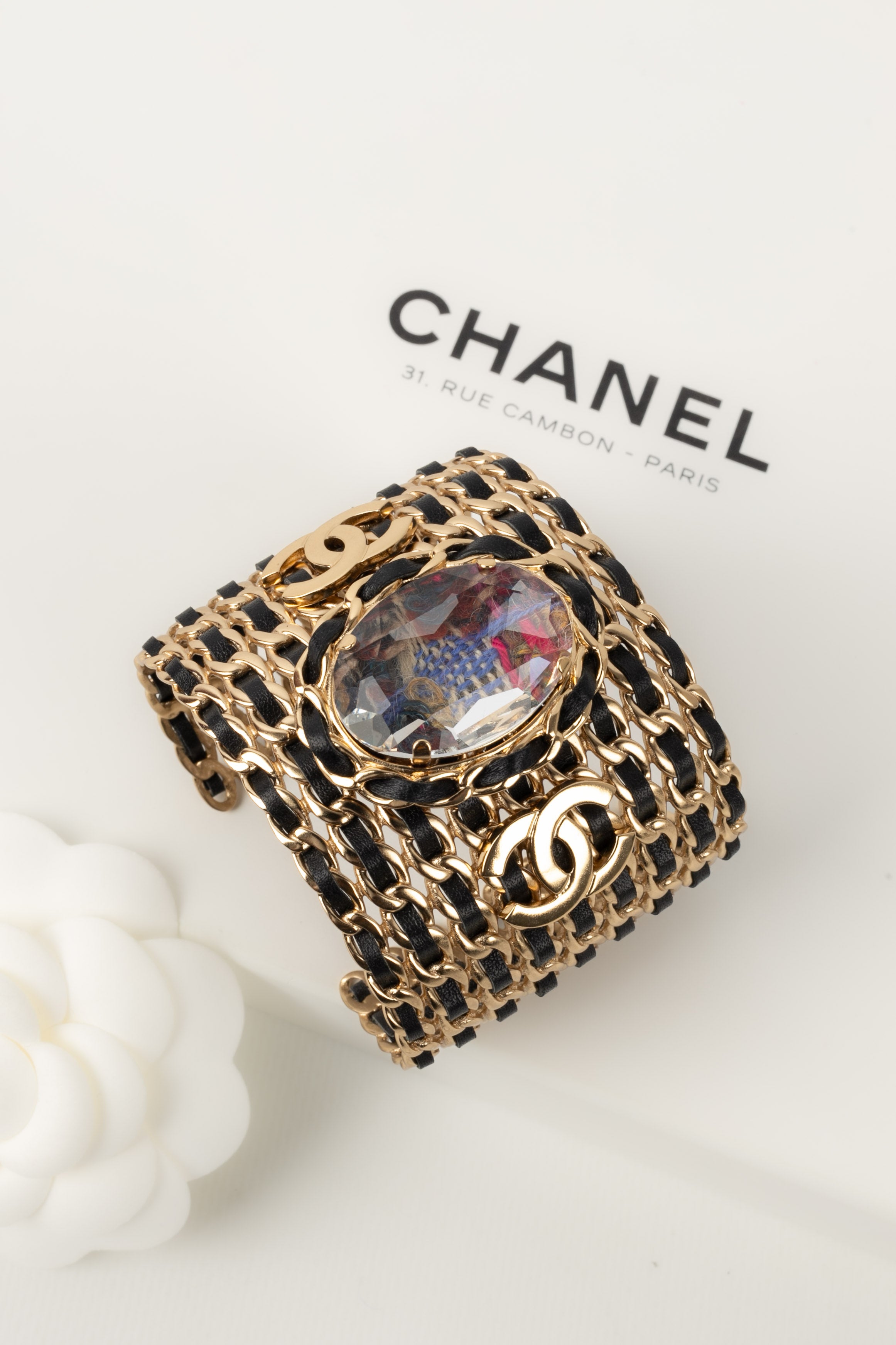 Chanel Black Leather CC Turnlock Bracelet | Yoogi's Closet