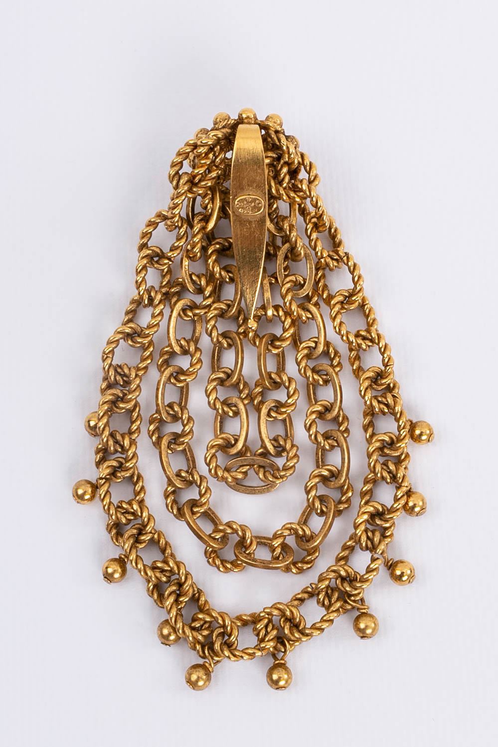 Broche en métal doré Dior 1969